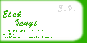 elek vanyi business card